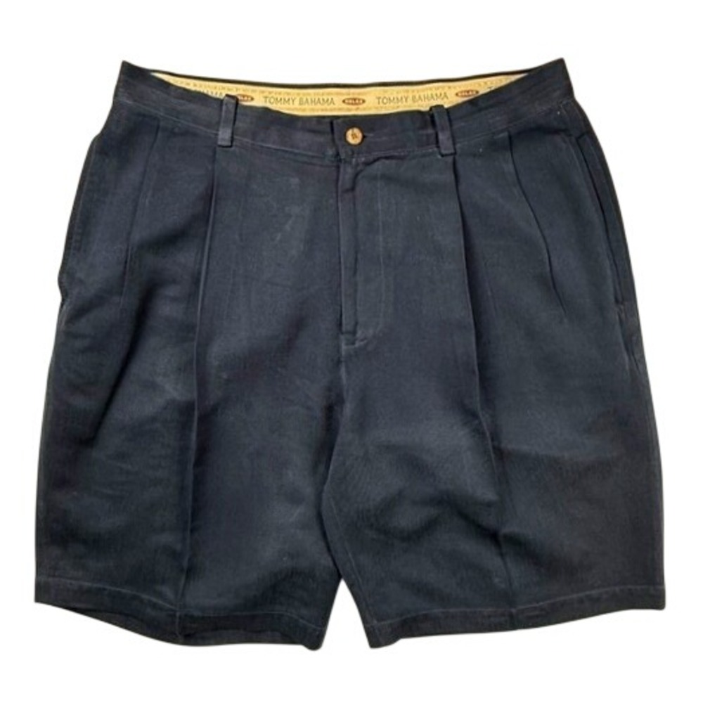 Tommy Bahama Relax Navy Blue 100% Silk Pleated Shorts Casual Resortwear Mens 35
